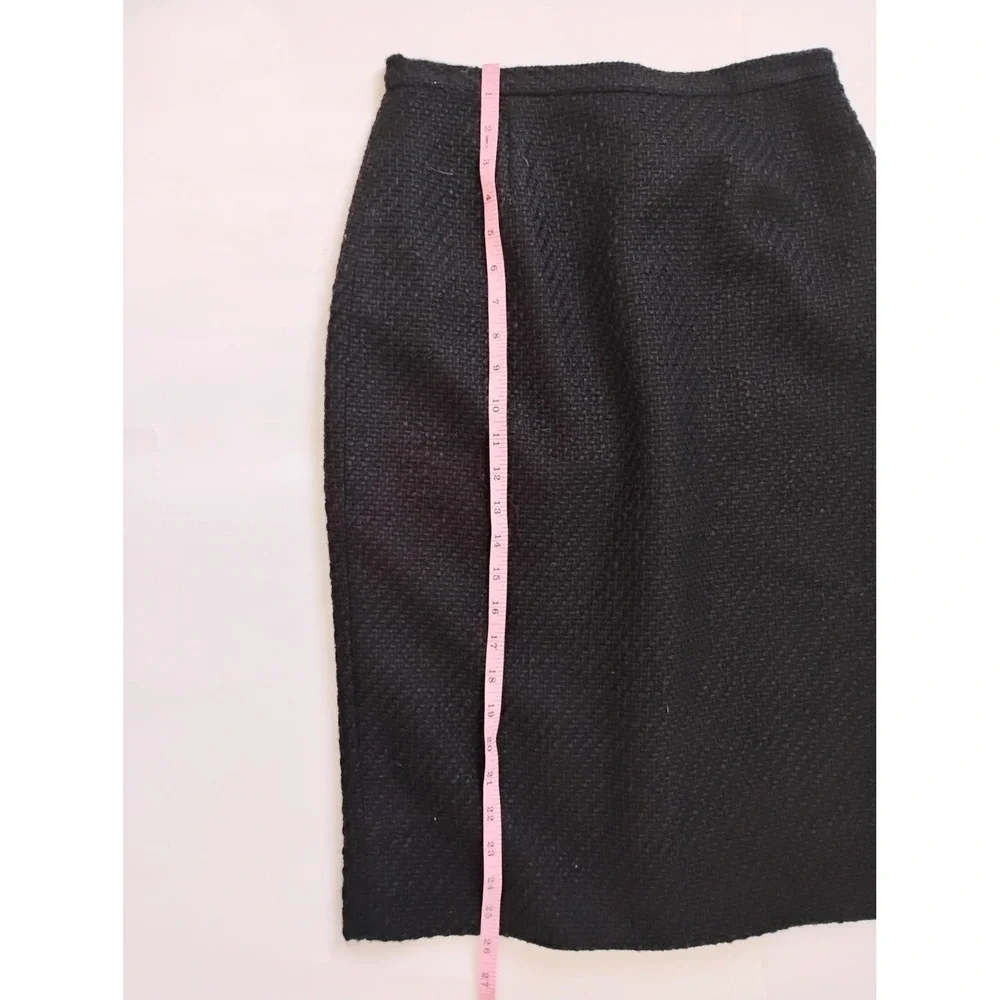 Talbots Skirt Suit Women 4 Coral Black Tweed Fringe Rosette Blazer Pencil Skirt